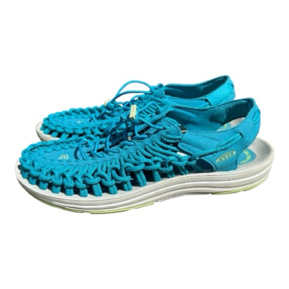 KEEN UNEEK Sandals Woman’s 9.5 Teal Two Cord Outdoor Comfort Slip On Casual - Picture 4 of 11